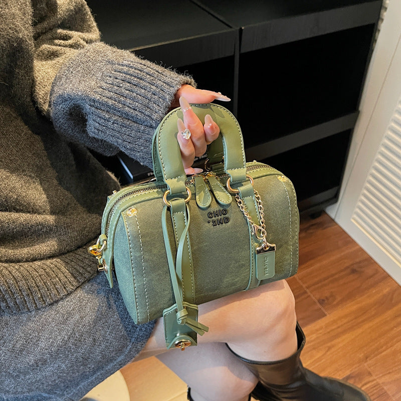 Fashion patchwork satchel boston bag 2025 new women's bag texture easiest for matchniche stylecasual shoulder crossbody bag