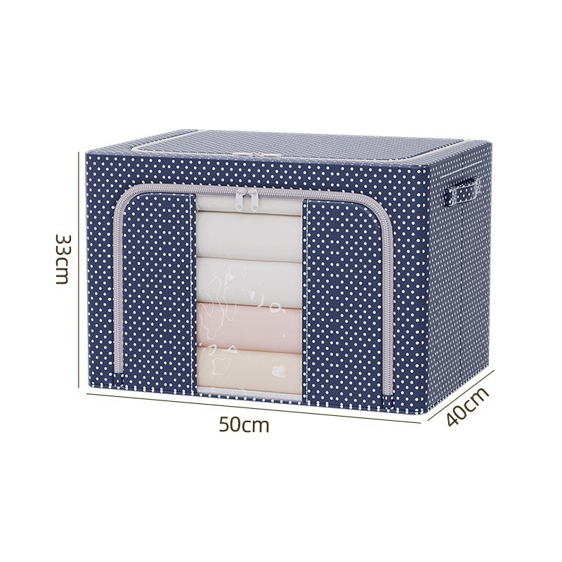 Household large-capacity thickened non-woven polka dot portable dustproof and moisture-proof window finishing foldable storage box