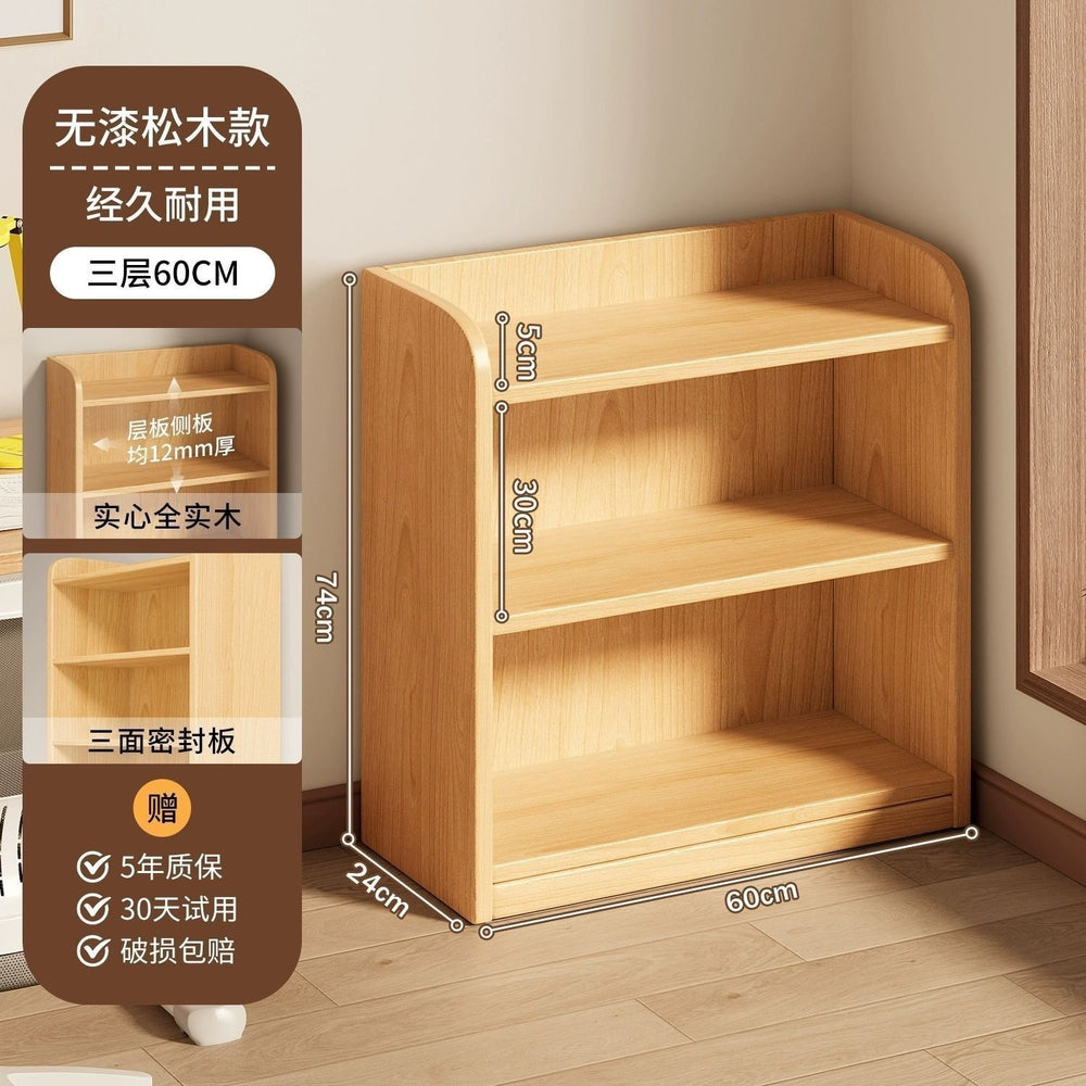 Solid wood corner bookshelf floor-standing storage rack pine narrow slit cabinet kidsfor home storage cabinet living room combination bookcase