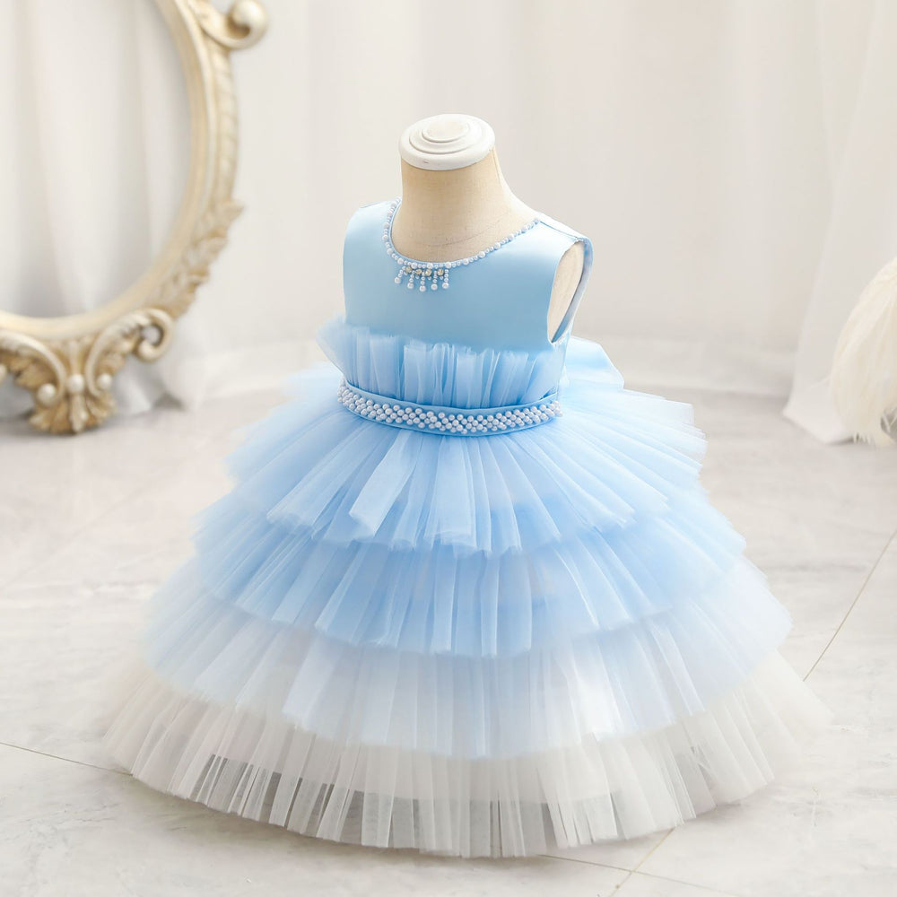 Export kids dress red bead chain princess dress female doll children's day chorus performance skirt kids dress
