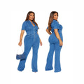 Amazon cross-border fashion european and american style slim fit inspopular same style sexy fashion denim jumpsuit