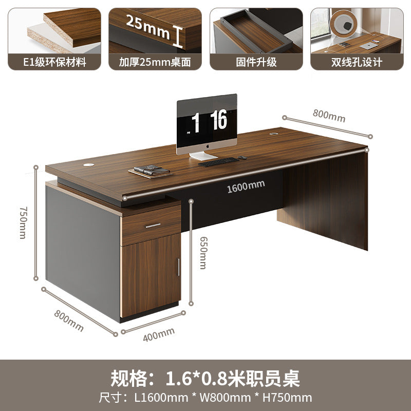 Executive office desk, modern minimalist manager's desk with computer drawer, office desk and chair set for employees