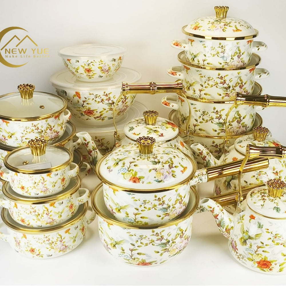 hot-selling thousands of beauties, flowers, birds and fragrant roses 20/24/30cm enamel soup pot
