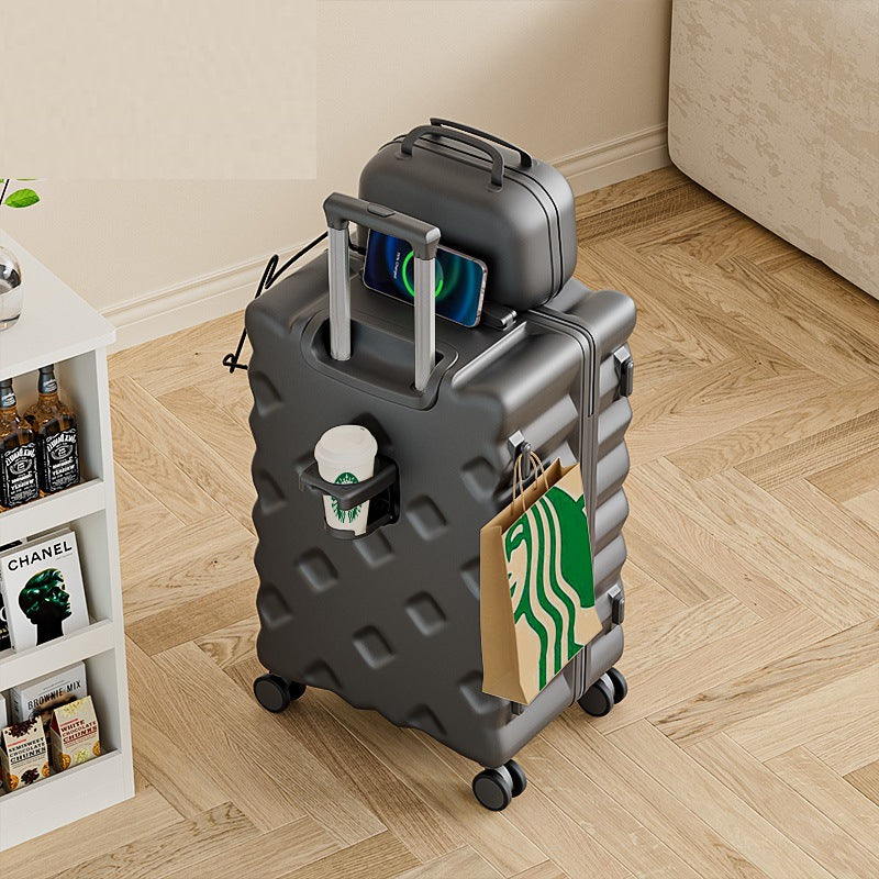 Large-capacity suitcase female 2024 new suitcase 20-inch boarding rod password leather case universal wheel parent-child