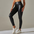 Clearance european and american cross-border  elastic pu leather pants women's colorful high waist tight butt outwear yoga bottom pants