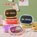 Divided bento box, 304 stainless steel lunch box, student & office worker, microwaveable, sealed meal container, cute cartoon design