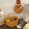 Imitation rattan wall-mounted storage basket retro storage basket satchel small basket fruit basket vegetable basket sundries storage basket