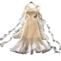 French twist knot camisole dress - unique & chic summer high-waisted pleated maxi dress with flowy ruffle hem