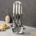 304 stainless steel ceramic handle spatula suit kitchen cooking all-in-one combination stainless steel spoon colander wholesale
