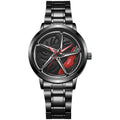 New hollow-out creative tech men's steel band watch with rotating bezel - cross-border quartz watch