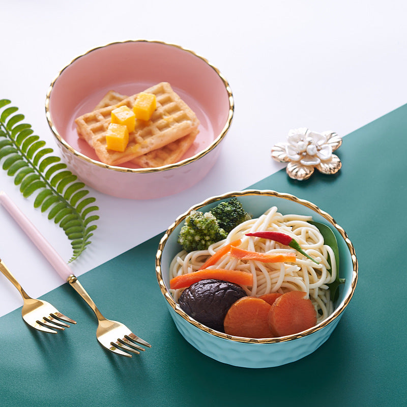 Nordic style ceramic bowl - perfect for fruit, desserts, salads, pasta, and breakfast. features a delicate lace design