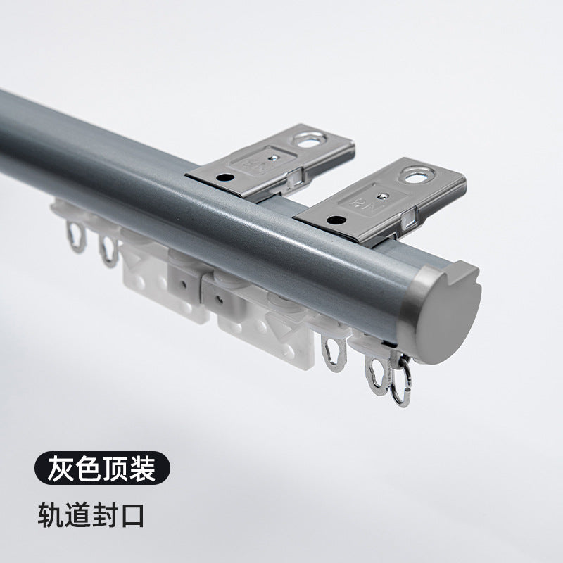 Aluminum alloy curtain rod roman rod track side-mounted single pole double pole thickened top-mounted scandinaviancasual black small bay window