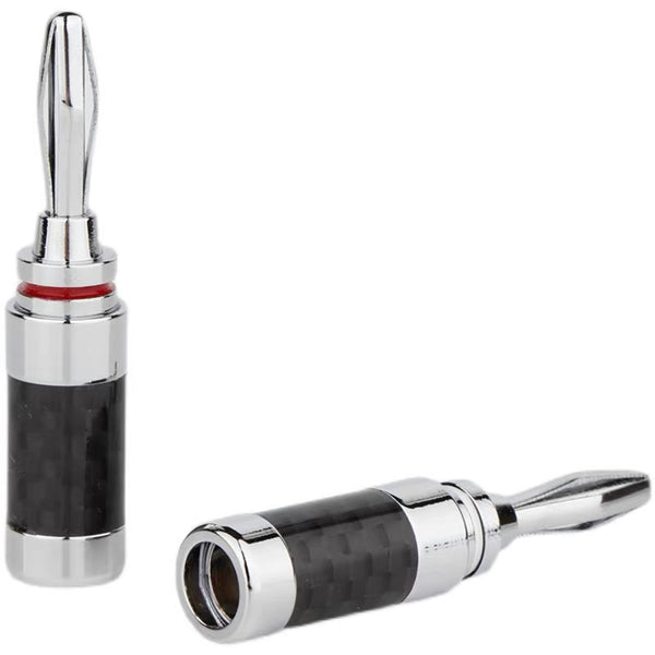 Banana head socket 4MM gold-plated solder-free audio speaker, power amplifier plug, speaker cable connector, red circle, black