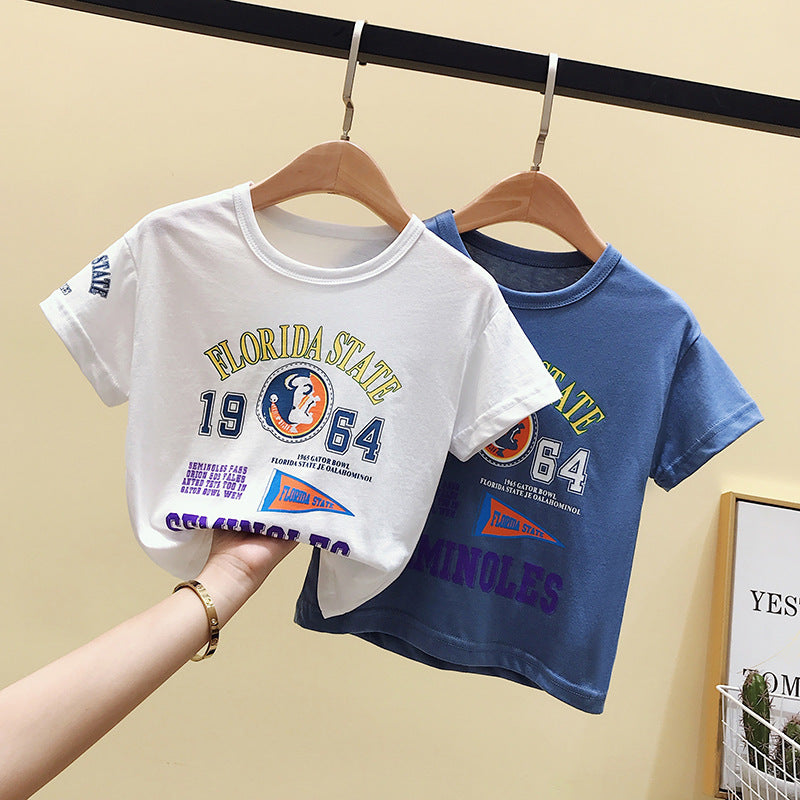 new kids' summer casual t-shirt: stylish, breathable, cartoon design for toddlers and young children - fresh, comfortable, and perfect as a base layer