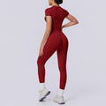 fashion seamless knittingpure color tight breathable long yoga suit sports running fitness two-piece set