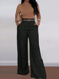 new women's cross-border e-commerce fashion: elegant and chic straight-leg trousers - high-waisted, drapey, versatile wide-leg formal pants