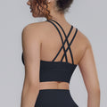 New nylon spandex sports bra - racerback, cross-back, compression yoga top - shockproof, barely-there feel, fitness tank top