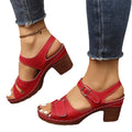 European and american style chunky heel sandals for women, 2026 summer new arrivals, plus size one-strap buckle high heels, casual women's sandals