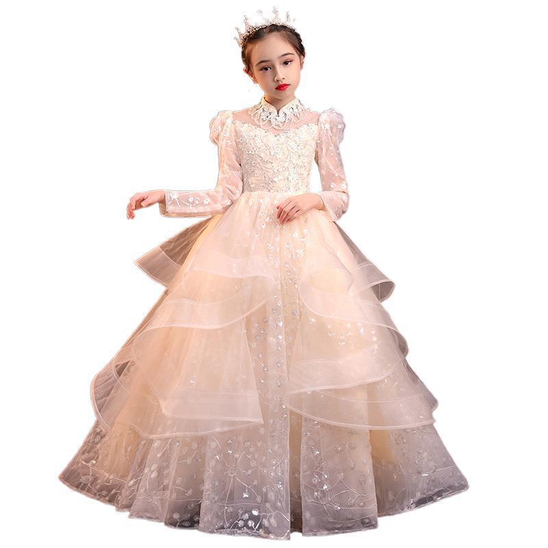 Kids dress flower girl wedding dress wedding host classygirl piano performance catwalk evening dress exportin stock