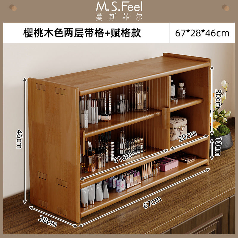 Solid wood desktop cosmetics storage box rack countertop sundries storage cabinet desk figure display finishing cabinet