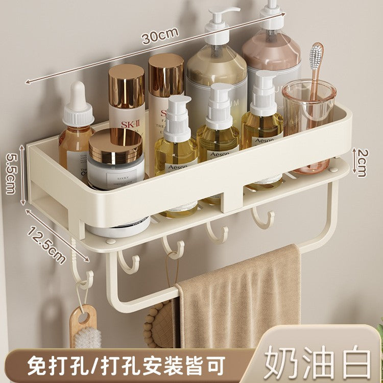 Space Aluminum Cream Wind Toilet Wash Desk Shelf No Punching Toilet Bathroom Toilet Wall Hanging Storage Rack