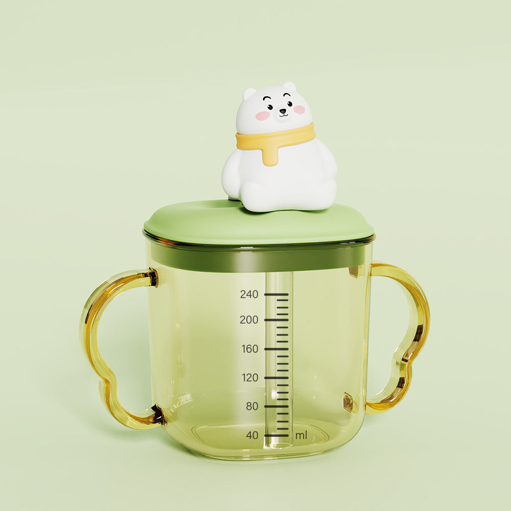 Customizable ppsu kids milk cup, baby portable direct drink straw cup, infant home use sippy cup with handle