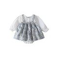 Baby spring autum onesie clothes small floral fake two-piece triangle princess dress baby girl long sleeves romper