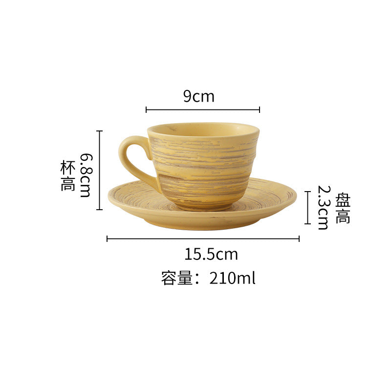 Japanese retro embossed spiral ceramic mug - trendy, creative, and high-style coffee, milk, or water cup