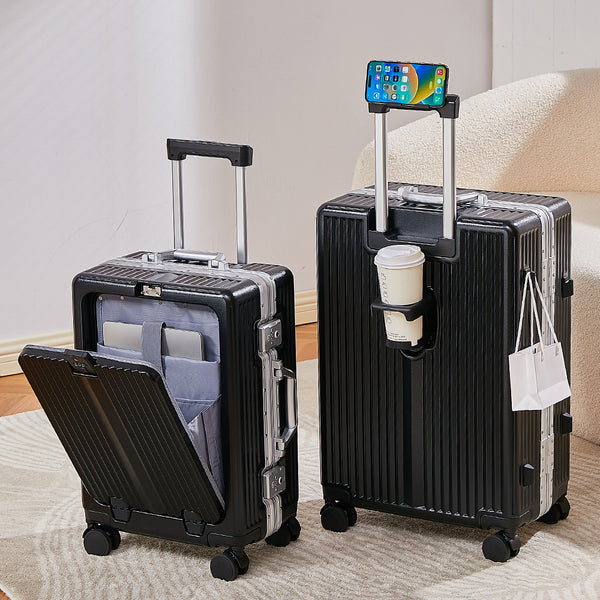 Yongsheng one-button front opening multi-function suitcase 20-inch boarding case new dry suitcase aluminum frame password trolley case