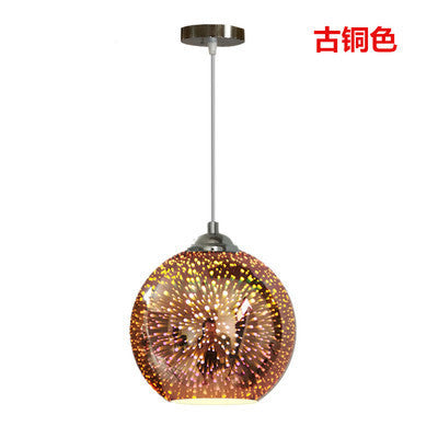 Creative personality LED color 3D glass chandelier Nordic post-modern simple catering store restaurant bedroom lighting