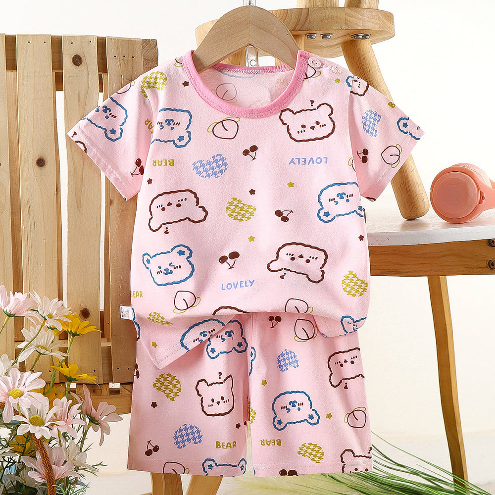 Kids' short-sleeve set: 100% cotton boys' t-shirt & baby summer outfit - girls' shorts, infant clothing, wholesale summer apparel