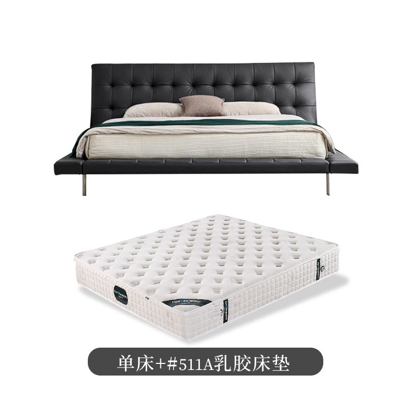 Onda bed italian normcore genuine leather bed house large flat designer 2* 2m master bedroom double bed double bed black