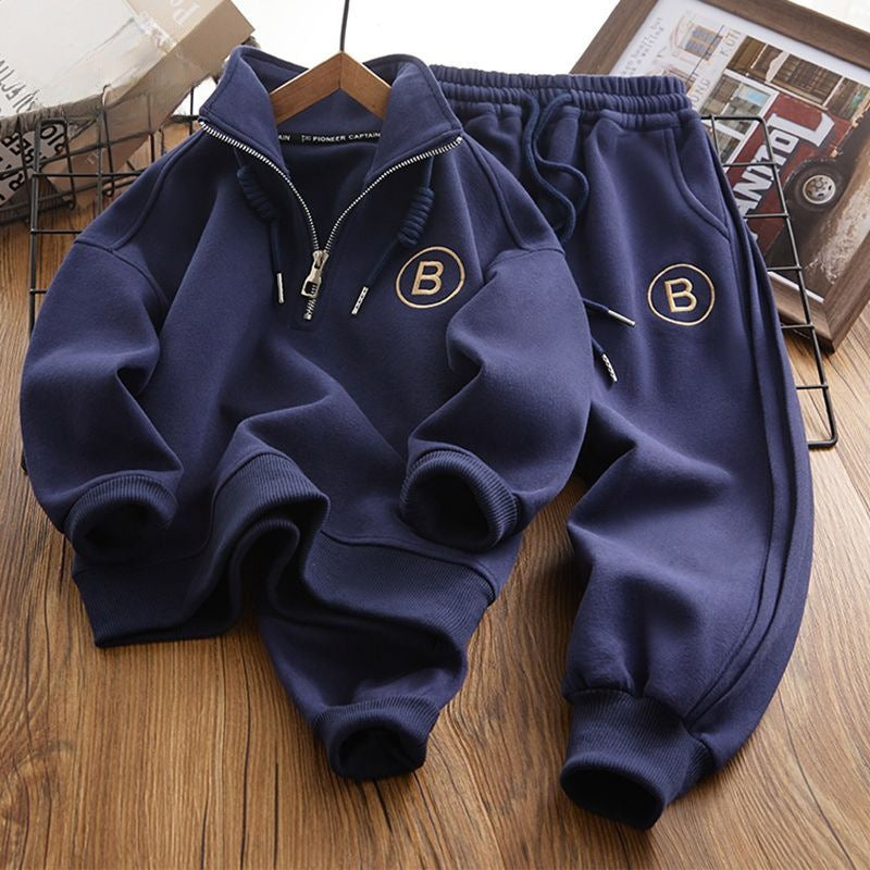 Boys' fall/winter new style cool & edgy hoodie and sweatpants set  - middle to big kids' boys' top and pants tracksuit