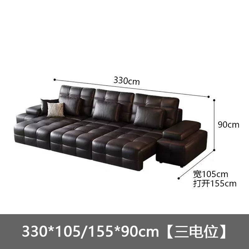 Lawrence genuine leather electric reclining sofa - smart remote control, high-end designer living room, home function sofa bed