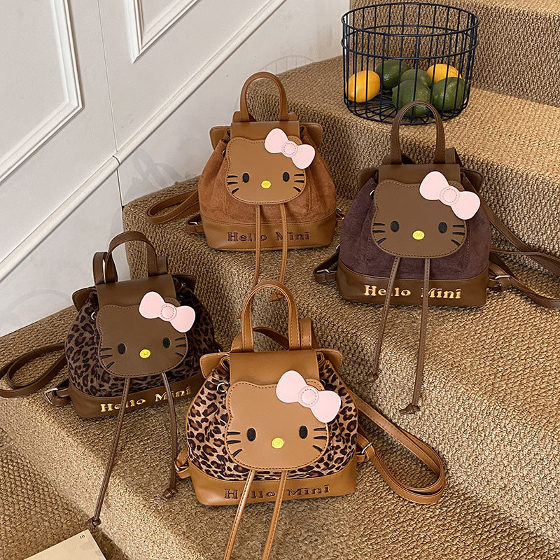 Cute cartoon mini backpack for women, new kitty cat backpack, stylish and versatile student bag, sweet commuter bag