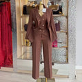 European and american cross-border women's fashion  spring new arrival: elegant commute solid color blazer, vest, and pants three-piece set
