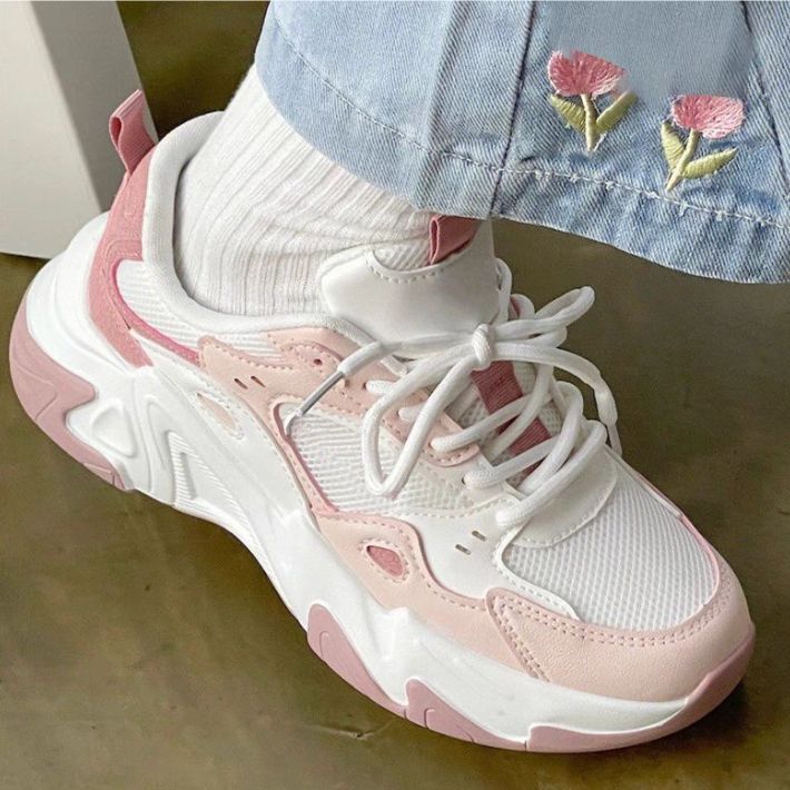 Hong kong style thick sole dad shoes women's ins trendy easiest for match 2026 spring and summer new arrival super popular easiest for match student sneakers