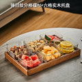 [six grids] gold-rimmed hammered plate with solid wood plate