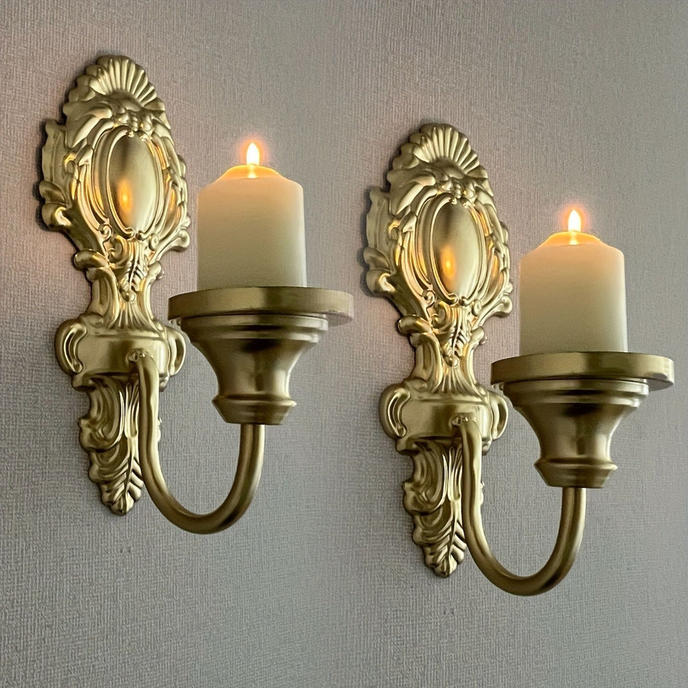 European style creative retro wall-mounted candle holder, nordic iron art candle cup, home hotel wall decoration candlestick, fashionable