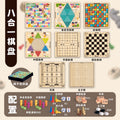 Eight-in-one multi-function chess [chinese chess + backgammon + military chess + double six chess + cat and mouse + snake and ladder chess + checkers + single aristocrat chess]