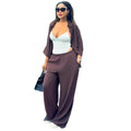 European and american cross-border women's fashion:  summer new collection - stylish turn-down collar loose-fit shirt top and wide-leg pants casual set