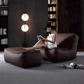 First-layer cowhide - dark brown sofa + footrest, contact surface genuine leather
