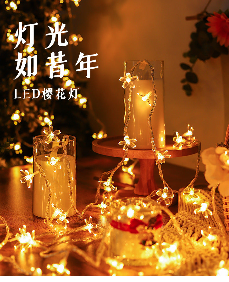 LED light string cherry blossom lights flashing lights bedroom dormitory room layout outdoor waterproof camping lights romantic