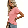 women's fashion, european and american style,    export new spring/summer casual solid color loose short-sleeve t-shirt