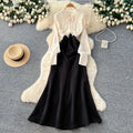 Light mature style bows strappy lantern sleeve tops high waist a-line skirt women's work clothingeleganttwo-piece setclassy sense