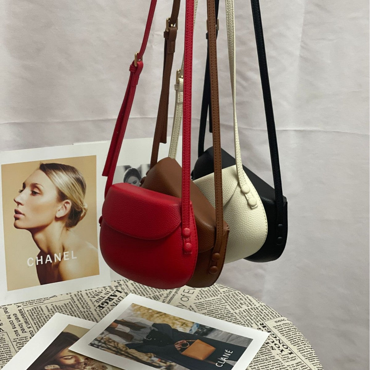 Spot lychee pattern retro saddle bag 2025 new pressure shell mini messenger bag simple versatile mobile phone shoulder bag