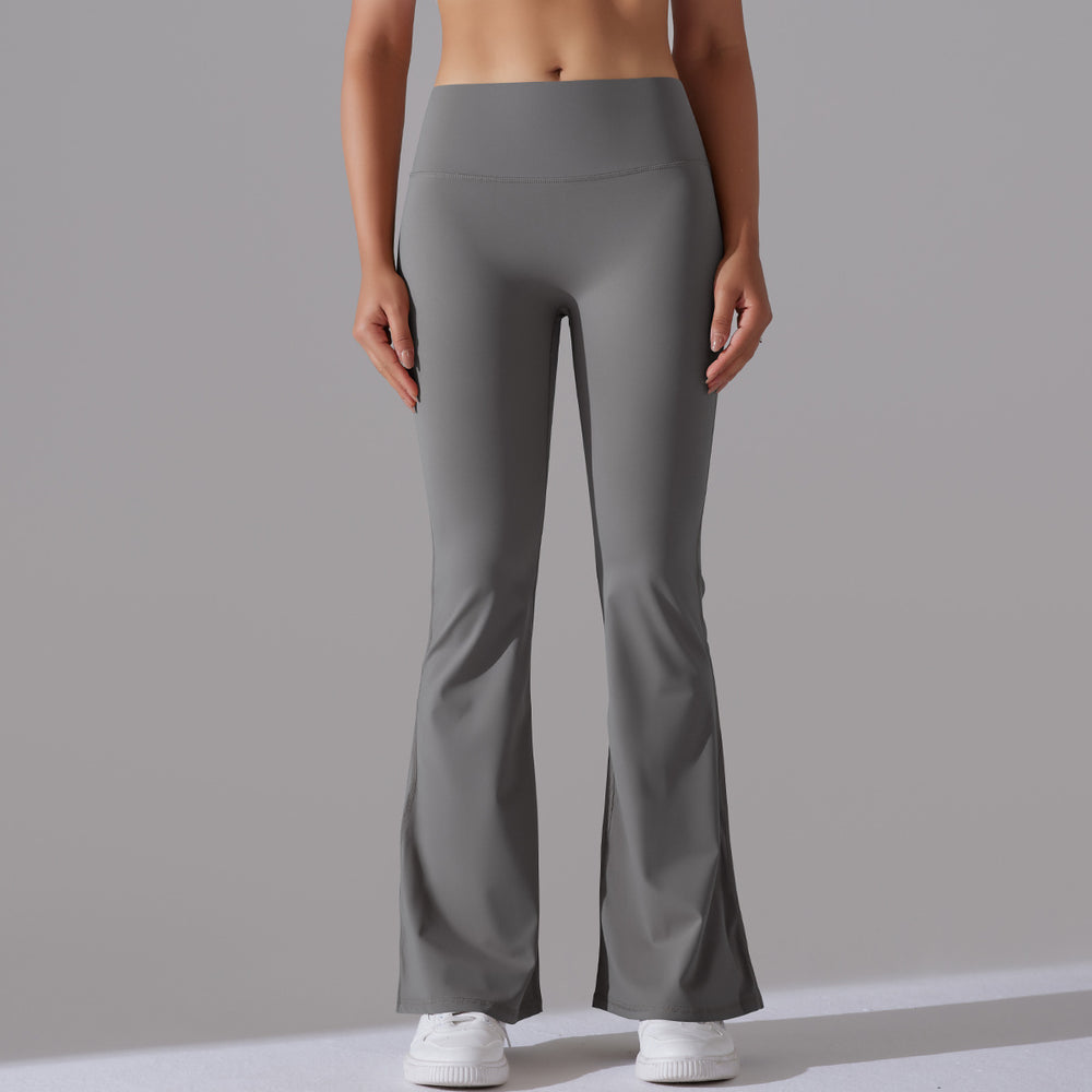 New arrival cross-border double-sided brushed pure color high waistcasual sports wide-leg pants sports running fitness yoga bell bottoms