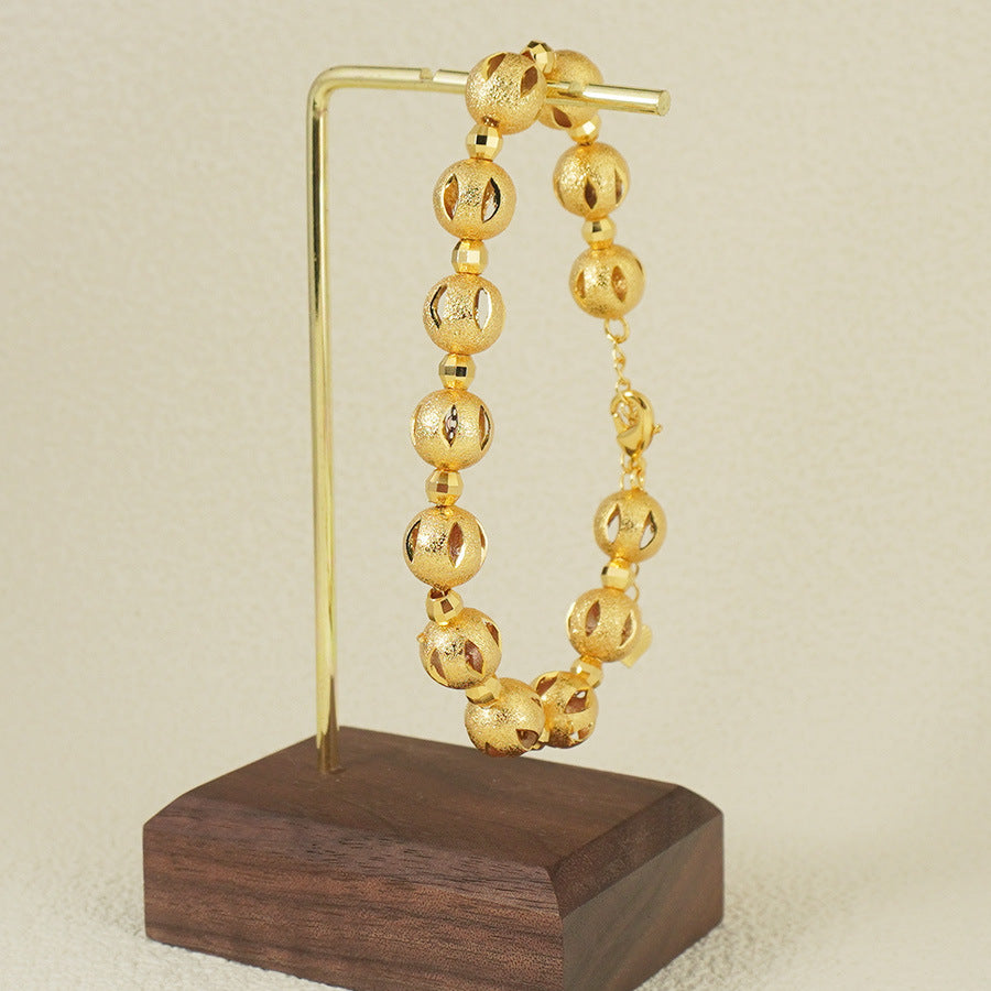 Middle eastern retro luxury 24k gold plated copper bracelet, hollow design, adjustable chain, perfect for women