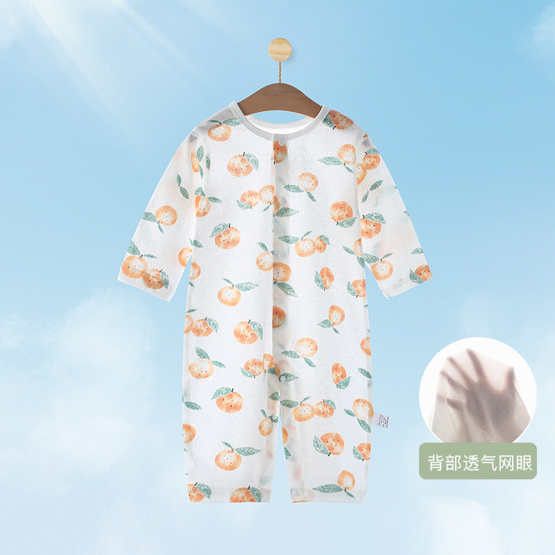 Baby summer romper infant clothes baby home air conditioning suit 0-1 year old newborn long sleeve onesie crawling suit