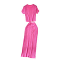 Classy outfit for women, small fragrant style, metal buckle, round neck, short-sleeved knittingtops, tight-fitting hip-covering skirt, two-piece set